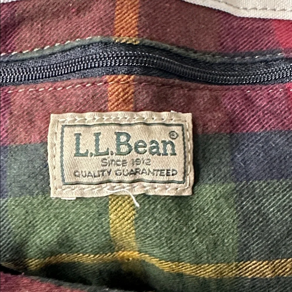 LL Bean Canvas Tote Bag with Tan Leather Handles - Picture 6 of 9
